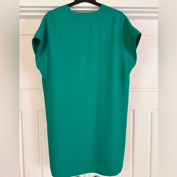 Vince Emerald Green V Neck Dolman Sleeve Knee Length Dress With Pockets - Picture 4 of 6